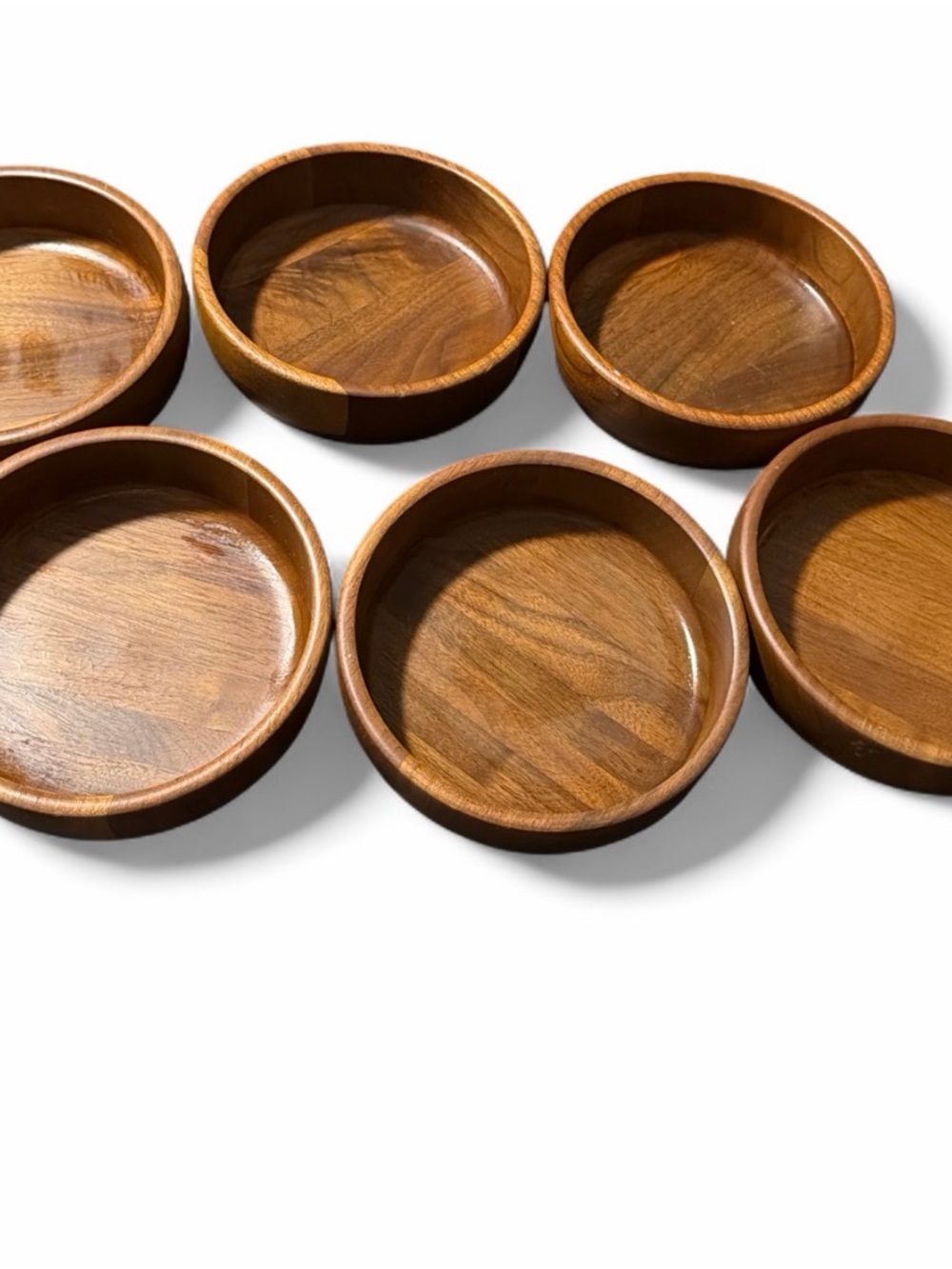 VIntage Set of 6 Walnut Wood Salad Bowls Made in the USA